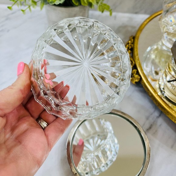 VTG silver and glass vanity bowl with mirror - Picture 9 of 9